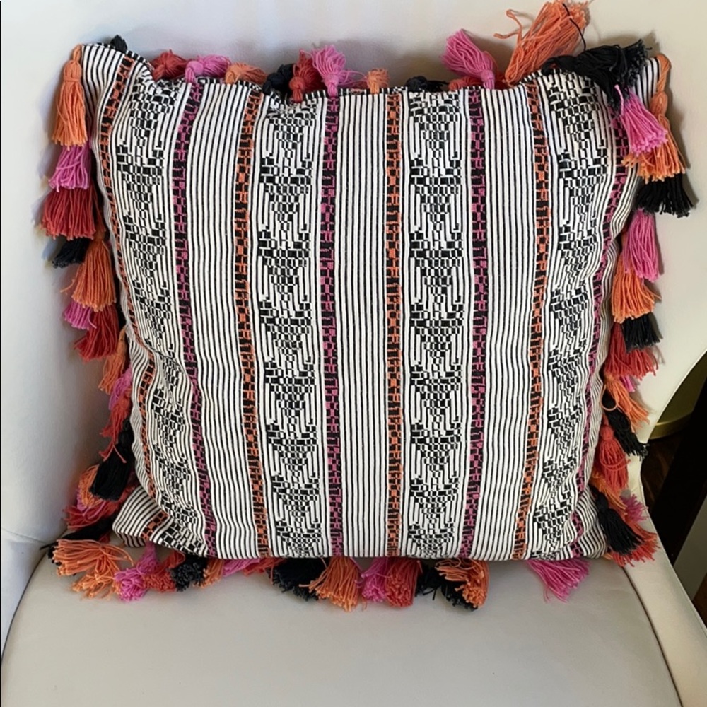 Black white Fun textured throw pillow